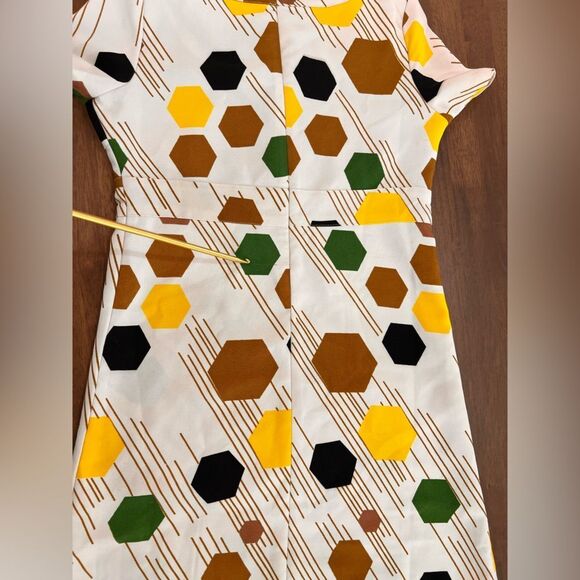 Karta Anthropologie 60s Mod Geometric Jeweled Mini Shift Dress Retro Size S. - Picture 8 of 9